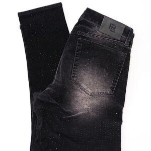 Ralph Lauren Purple Label 28 Black Velvet Pants Rhinestone Embellished 105